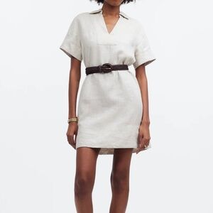 Madewell Linen V Neck Mini Dress Natural NWT